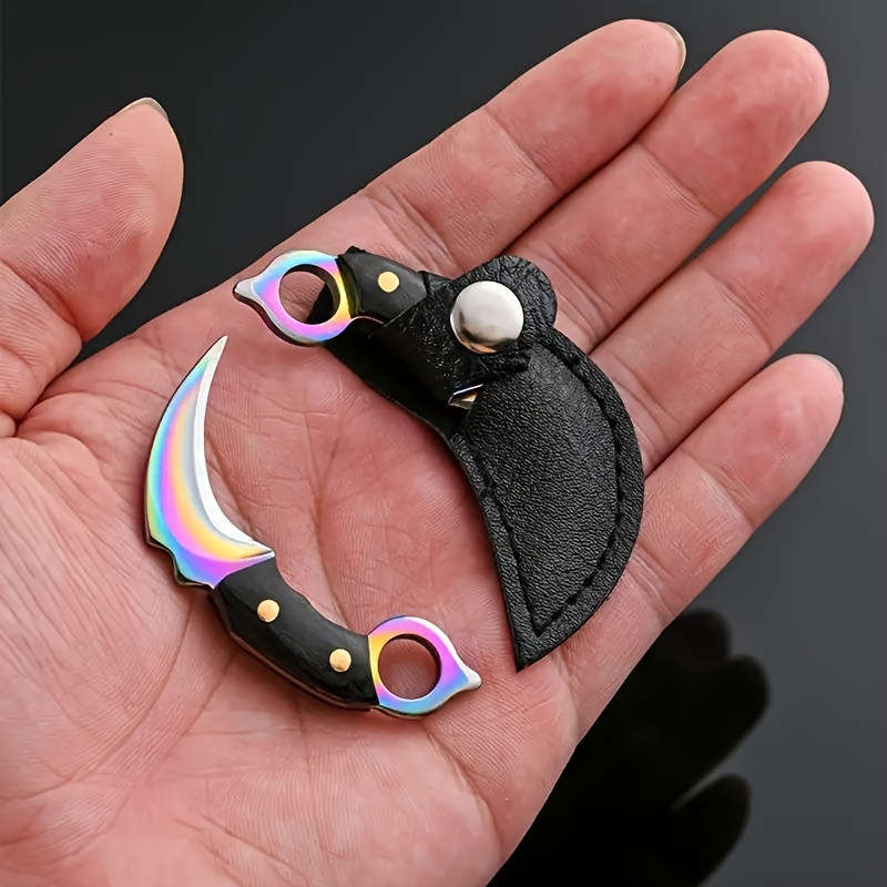1pc Super Cute Mini Machete Keychain Pocket Knife With Leather Box Best Gift For Girlfr