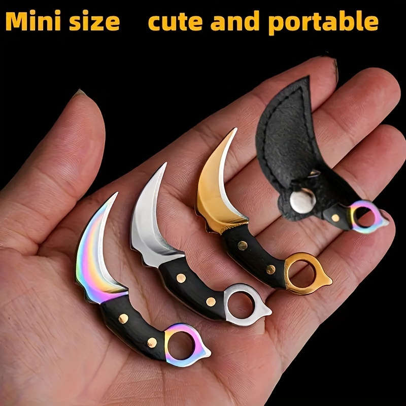 1pc Super Cute Mini Machete Keychain Pocket Knife With Leather Box Best Gift For Girlfr