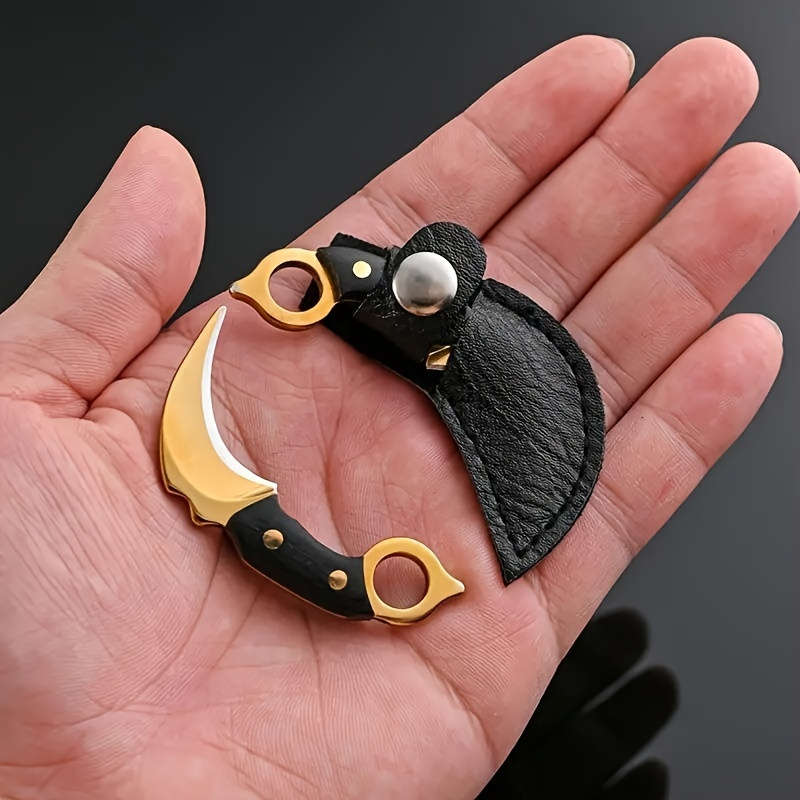 1pc Super Cute Mini Machete Keychain Pocket Knife With Leather Box Best Gift For Girlfr