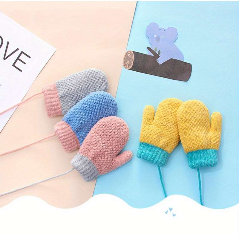1 Pair Grey Warm Gloves