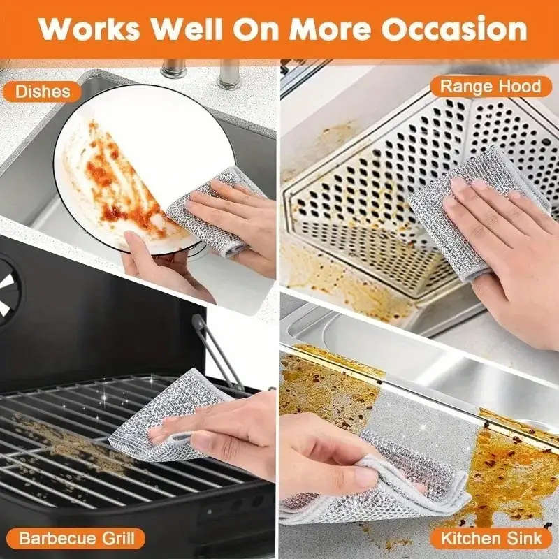 30Pack Super Fine Fiber Steel Mesh Sponge Pads Double-Sided Kitchen Dish Scrubber for Utensils and C