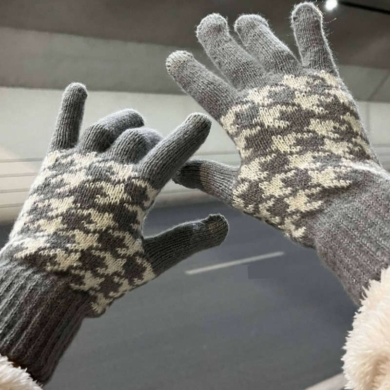 1 Pair Gray Warm Gloves