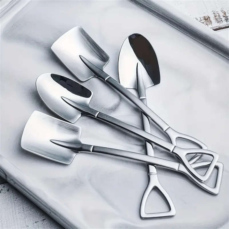 4Pcs Stainless Steel Soup Spoons Set Creative Portable Serving Spoons for Dessert Fruit Watermelon I