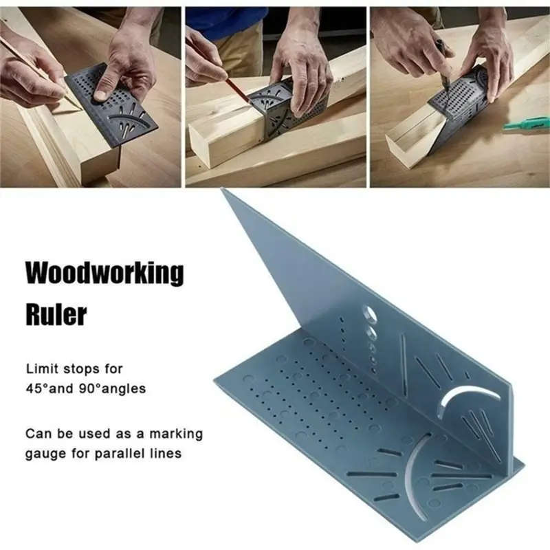 3D Angle Ruler for Woodworking Precision Linear Measurement Tool 45-90 Degree Marking Guide Durable