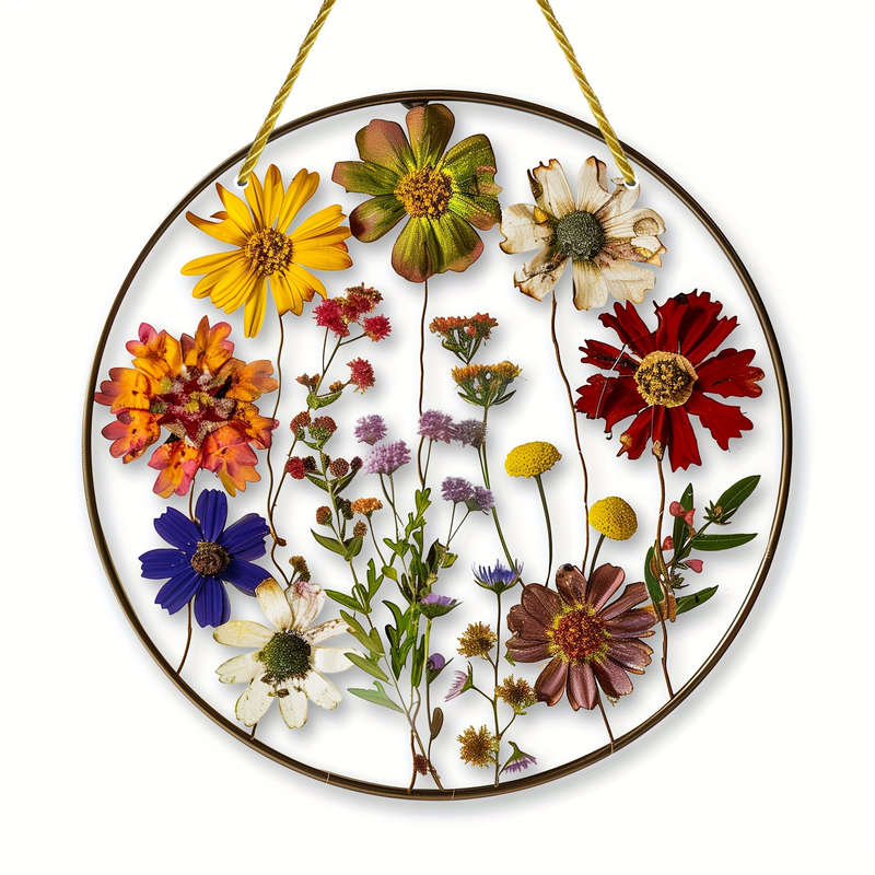 1pc 2D Flat  Bohemian Style Acrylic Flower Sunburst Pendant Handmade Glass Hanging Decor Vibrant