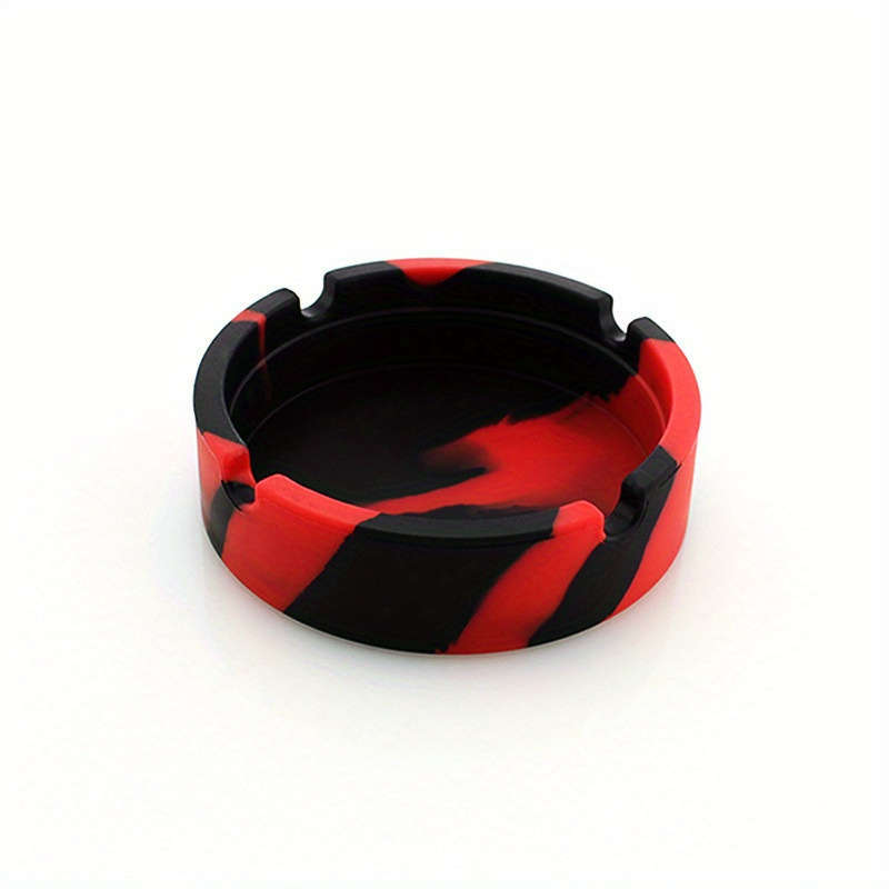 1pc Glow-in-the-Dark Tie-Dye Silicone Ashtray Durable Heat-Resistant Easy to Clean Black with