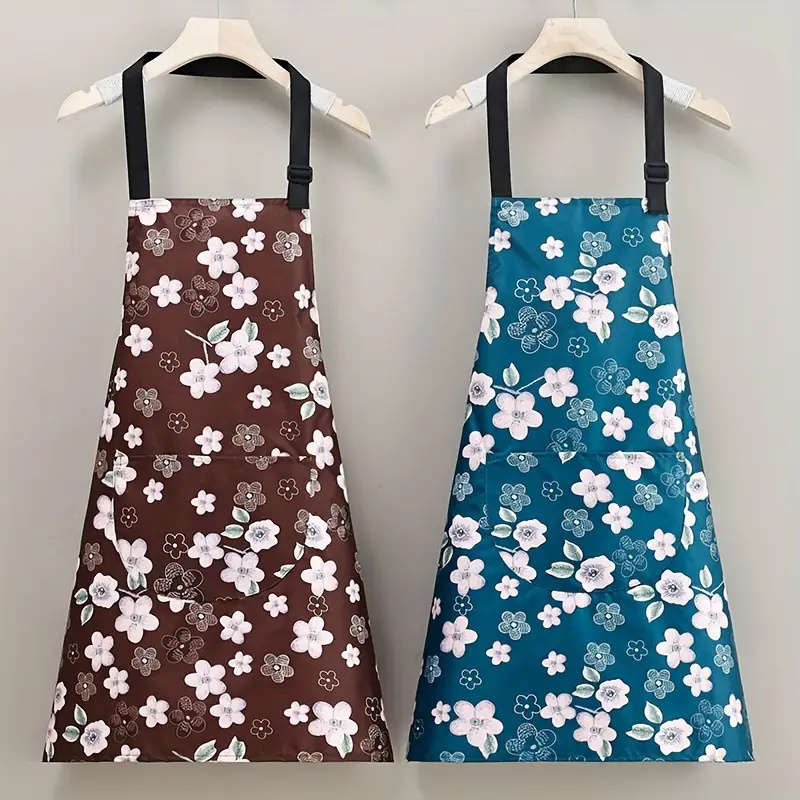 1pc Chic Waterproof Oil-Resistant Kitchen Apron for Women Durable Perfect for Cooking Bak