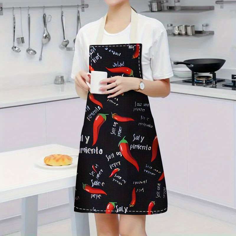 1pc Fun Chef Design Polyester Apron Durable Sleeveless Kitchen Cooking Cleaning Accessory