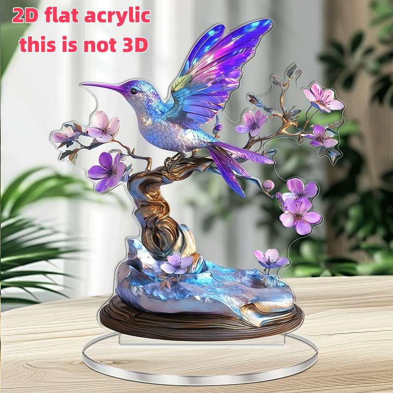 1pc 2D Flat    Printing  Bohemian Flat Printing Hummingbird Acrylic Desktop Decor