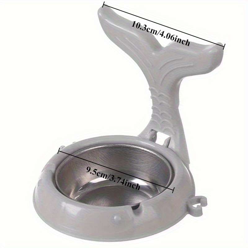 1pc Stainless Steel Fish-Shaped Wall-Mounted Ashtray with Cigarette Holder Waterproof No-Drill I