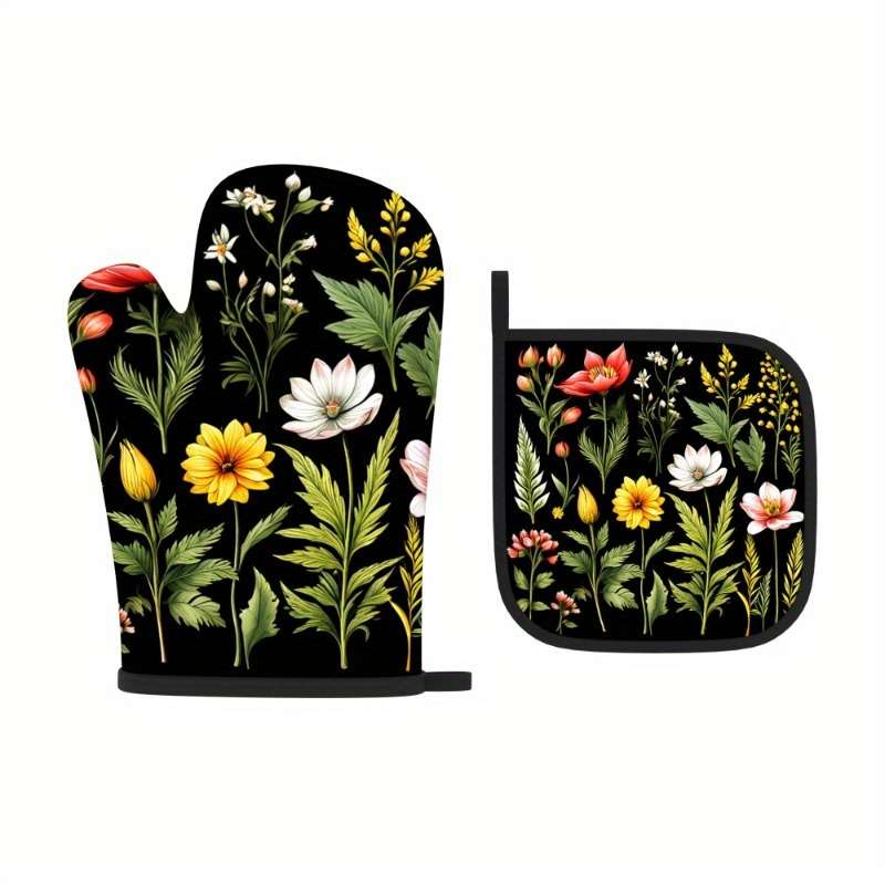 2pcs 26.92x17.02 cm Heat Resistant Oven Mitts And Potholders