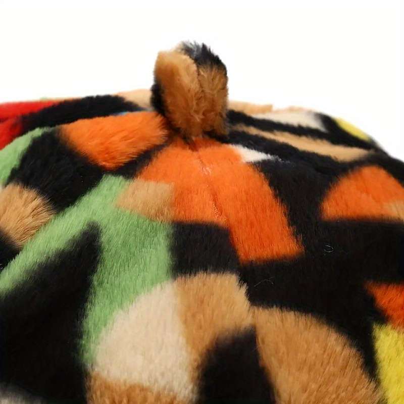 1pc Winter Korean Style Beret Hat for Women Fitted Polyester Artist Painter Cap with Toggle Cl