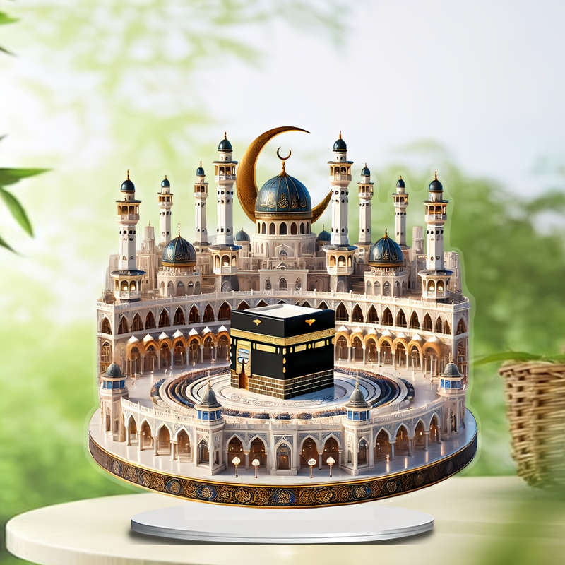 1pc 2D Flat  Bohemia Style Crystal Mosque Desktop Decoration Intricate  Acrylic Islamic Archite