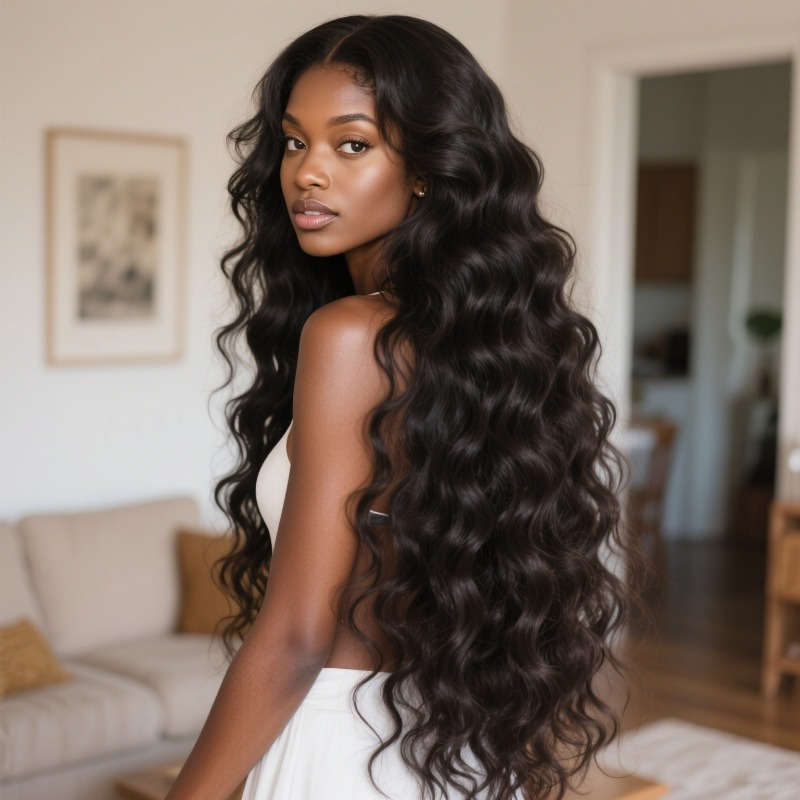 1Pc Black 71.12cm Fashion Design Wig