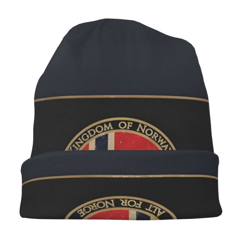 1pc BIIHUDU Funky Style Unisex Soft Knit Polyester Beanie with Elastane Norway Coat of Arms D