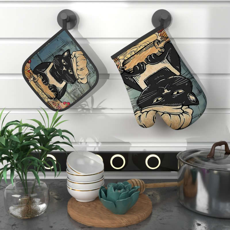 2pcs 26.92x17.02 cmHeat Resistant Oven Mitts And Potholders