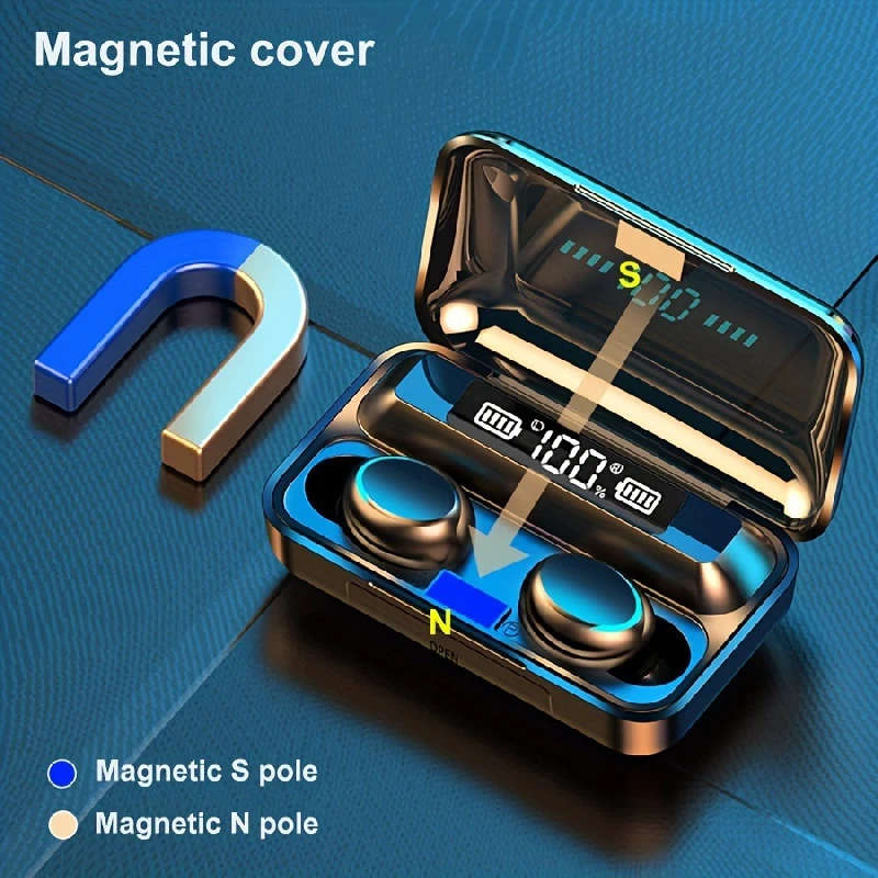 1pc In-Ear TWS F9 Wireless Earbuds with Noise-Canceling HiFi Stereo Sound LED Digital Display Touc