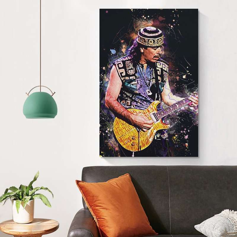 1pc Satin-Finish Carlos Santana Poster Modern Art Print on Silk Fabric Wall Decor for Living Roo