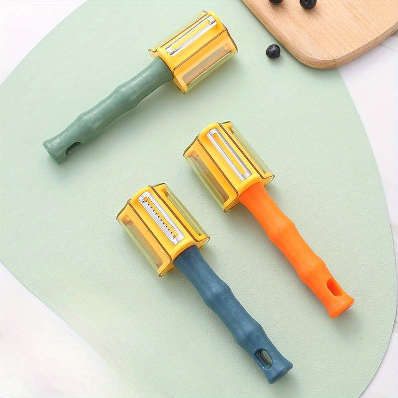 1pc 3-in-1 Kitchen Knife Set with Stainless Steel Blades and Colorful Handles Includes Peeler Sl