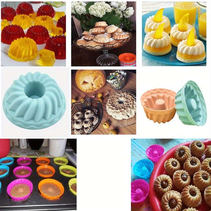 Non-Stick Silicone Molds 12pcs Non-Stick Silicone Mini Bundt Cake Molds Easy Clean Baking T