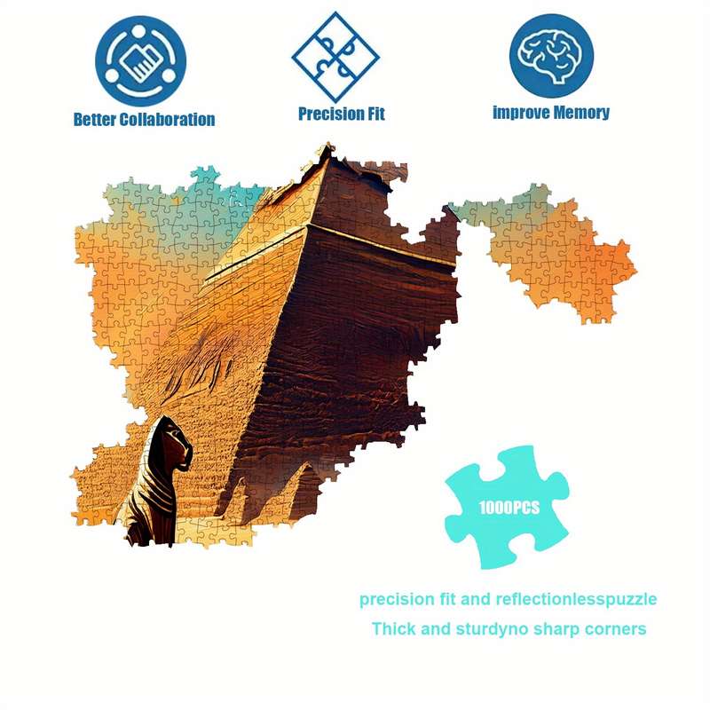 1000pcs Jigsaw Puzzle for Adults: Mysterious Egyptian Pyramids Sphinx Oil Painting