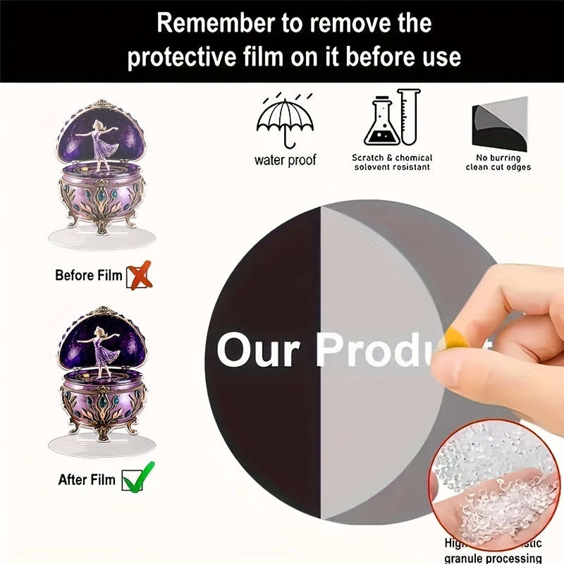1pc 2D Flat    Acrylic Music Box Decorative Ornament with Charming Dancing Elf Design Re