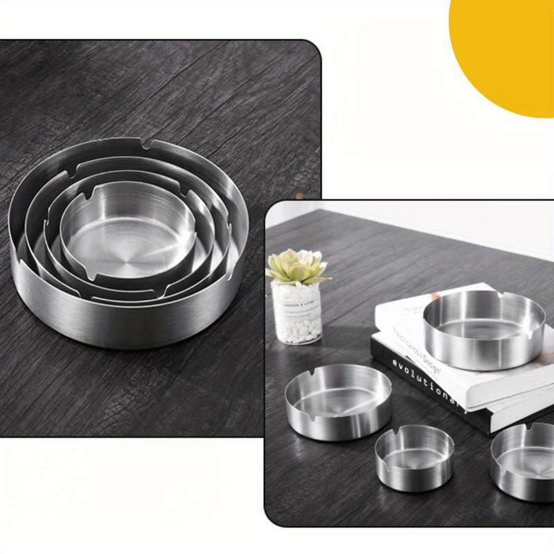 3pcs Stainless Steel Windproof Ashtray Shock-Resistant and Wear-Resistant Easy to Clean