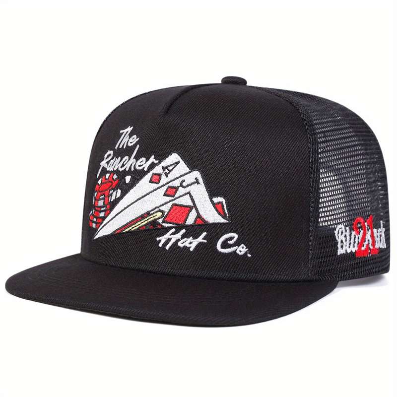 1pc Men'S Hip Hop Poker Card Baseball Cap Adjustable Mesh Snapback Hat Casual Sports Style 100%