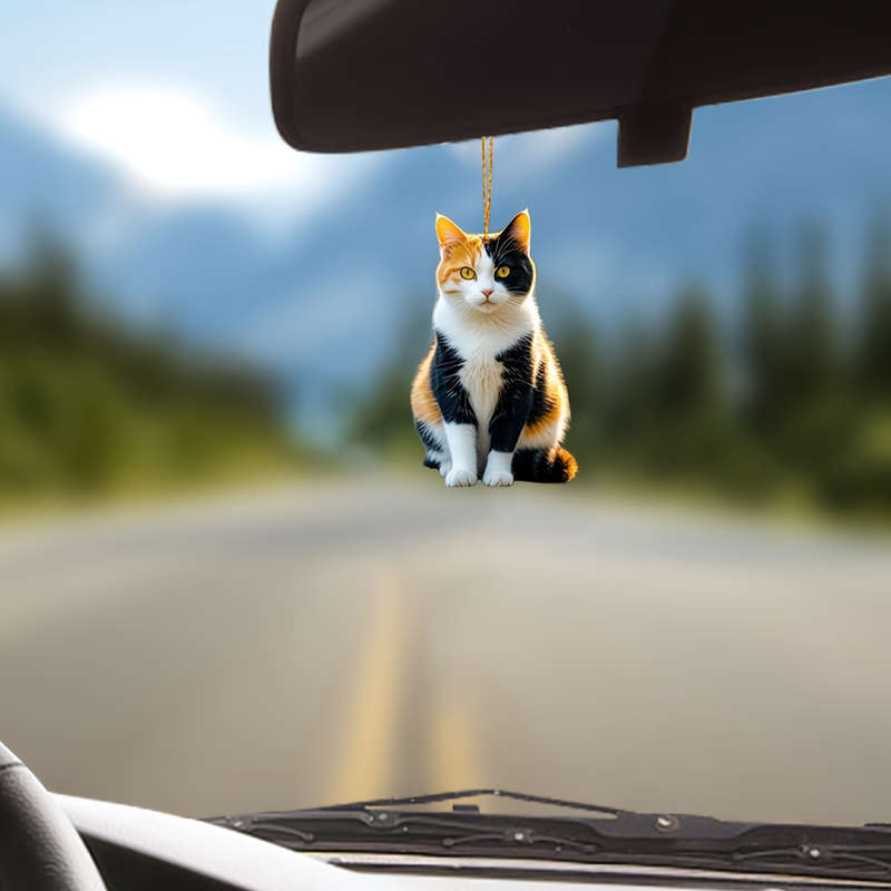 1pc 2D Flat   Double-Sided Car Bag Accessories Spiritual Kitten Decoration Suitable for