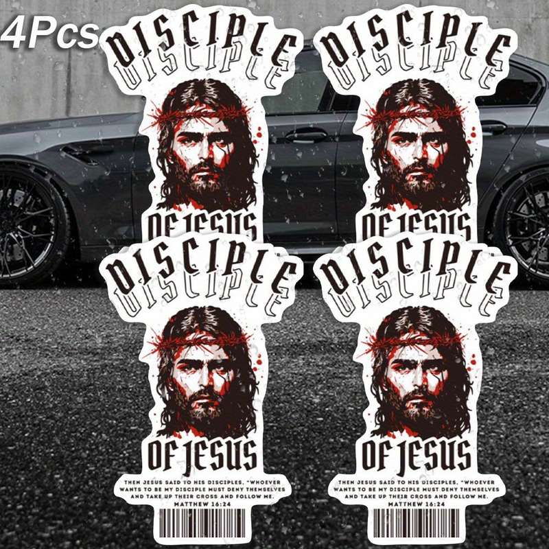 4Pcs Jesus Christian Themed Stickers