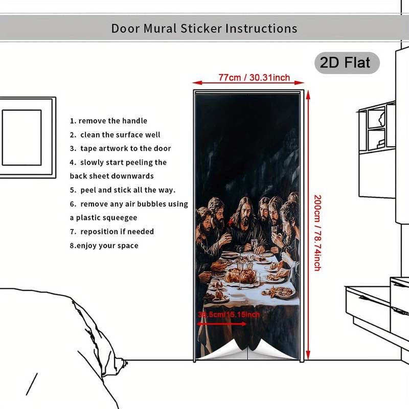 1pc 30.3x78.7 inches   77x200 cm   Jesus Christian Themed Stickers