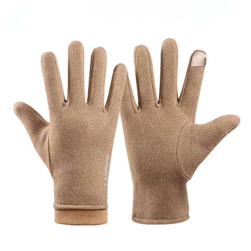 1 Pair Khaki One Size Warm Gloves