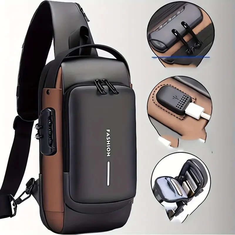 1 Piece Men's Anti-Theft Combination Lock Chest Bag