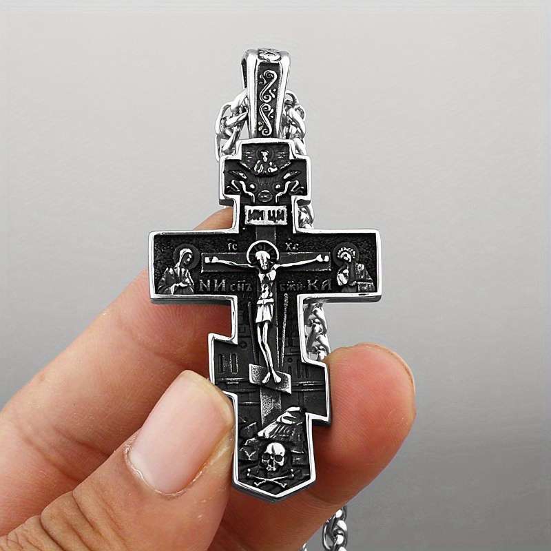 1 Piece Cross Charm Add Pearl Chain Jesus Theme Pendant