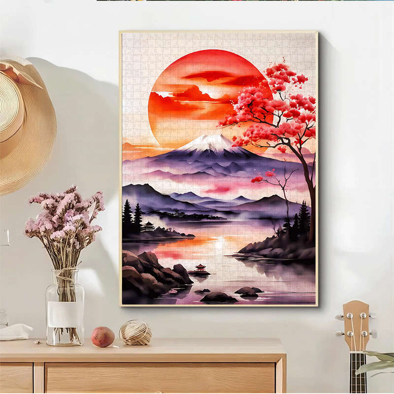 1000pcs Mount Fuji Cherry Blossom Tree Jigsaw Puzzle Large Paper Puzzle for Adult