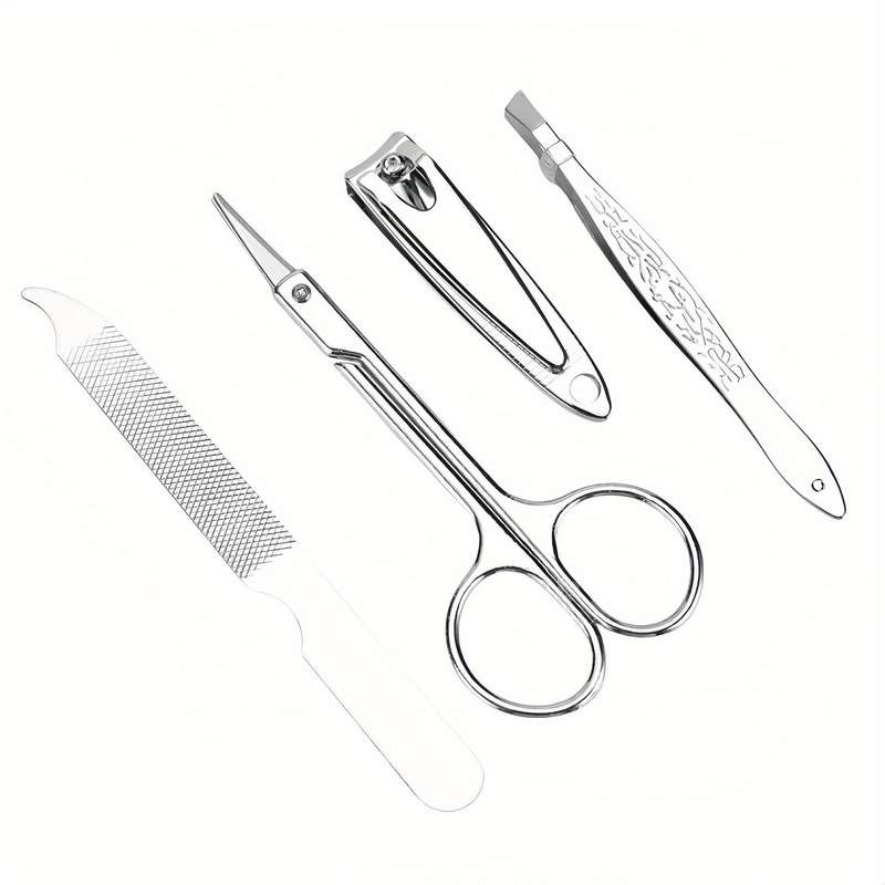 4pcs Stainless Steel Nail Care Kit Professional Manicure  Pedicure Tools Set with Patterned