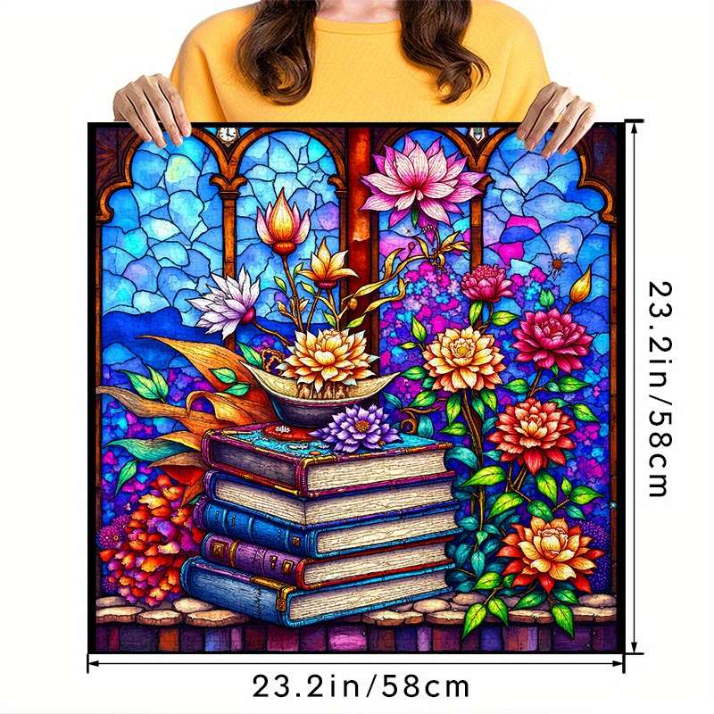 1000pcs Stained Glass Book Stack Jigsaw Puzzle for Adults Advanced Level Anti-Scr
