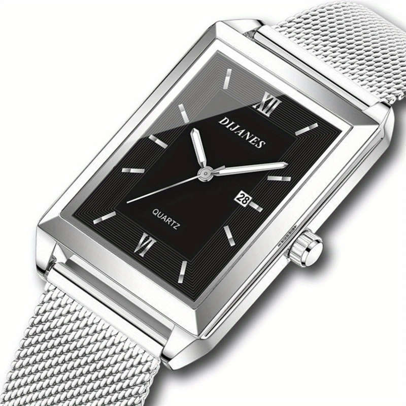 1Pc Classic Casual Men's Square Watch Men's Dating Quartz Watch Color Sent Randomly