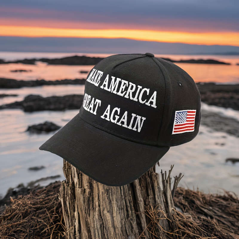 1pc Patriotic 2024 Cotton Baseball Cap Red with Make America Great Again 45-47 Print All-Se