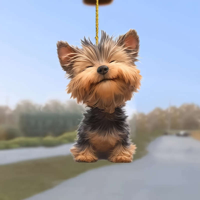 1pc 2D Flat  A Yorkshire Terrier Ornament Versatile Hanging Decor for Car Backpack Keychain Id