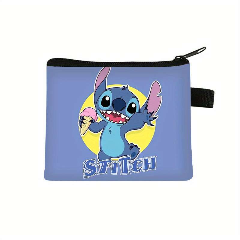 1pc Disney Stitch Zipper Wallet Cute Large Capacity Keychain Pouch with Stitch Ducklings De