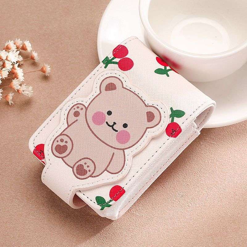 1pc Cute Cartoon Lipstick Holder with Mirror Portable Mini Makeup Bag for On-the-Go Touch-Ups