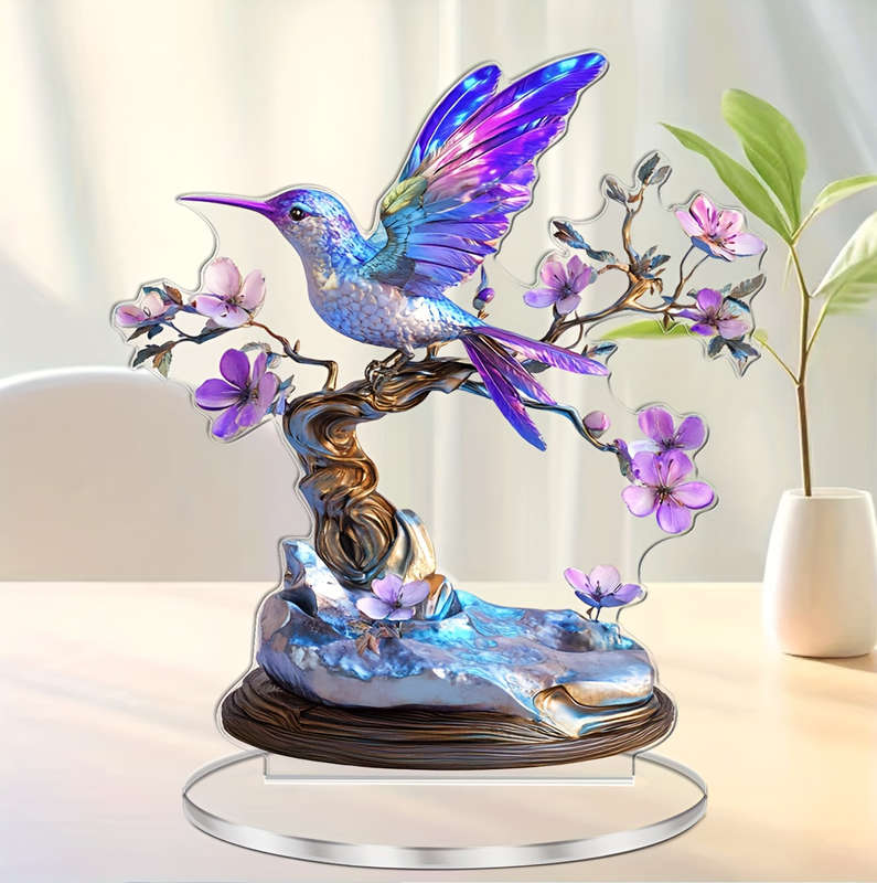 1pc 2D Flat    Printing  Bohemian Flat Printing Hummingbird Acrylic Desktop Decor