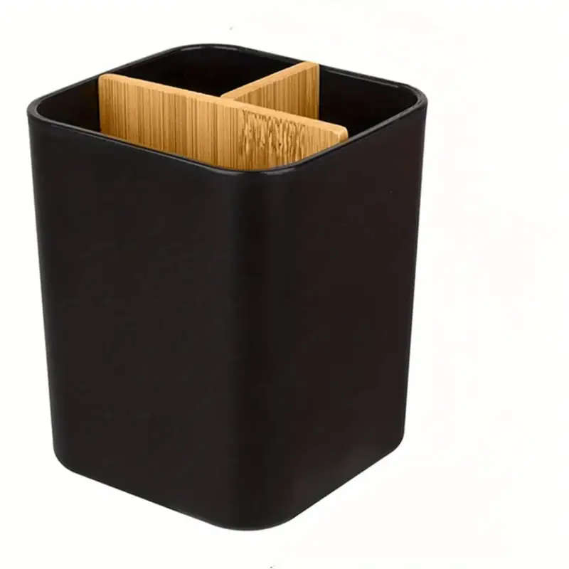 1pc Bamboo Toothbrush Holder for Bathrooms 3 Slots Toothbrush And Toothpaste Holder Bathroom Counter