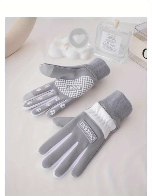 1 Pair Gray Recommended For Ages 7 To 15 Years Old Warm Gloves
