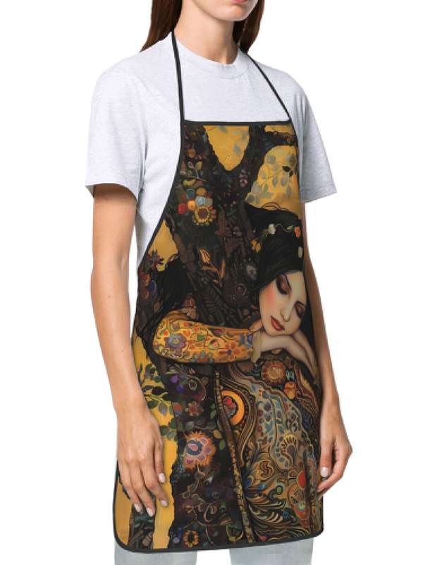 1pc Vintage Gustav Klimt Painting Apron 100% Polyester Woven Fabric 190g m? Slight Stretch Art