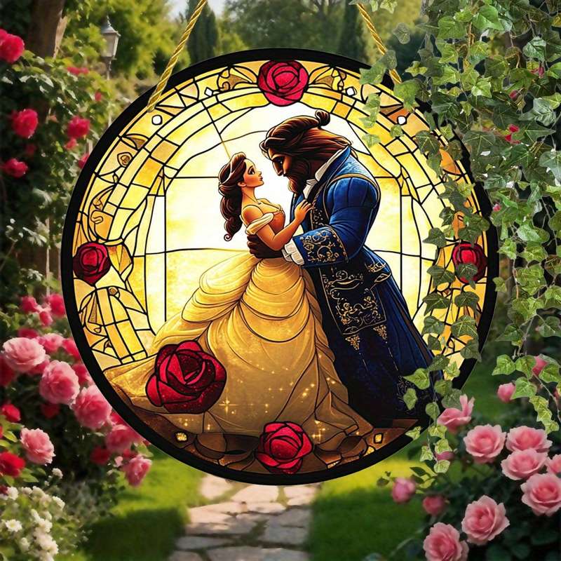 1pc 2D Flat  Beast from Beauty and the Beast Suncatcher  Stained Acrylic Window Hanging for O