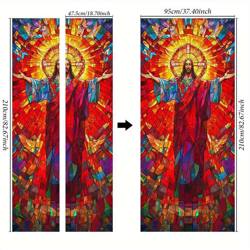 1pc 95.0x209.8cm Jesus Christian Themed Stickers