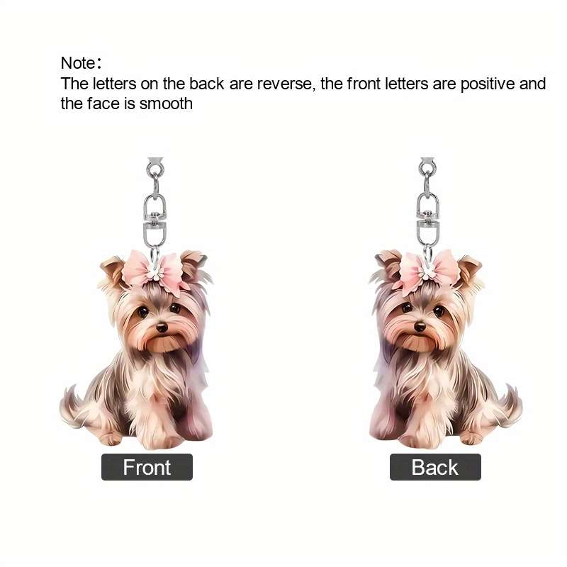 1pc 2D Flat  Adorable Yorkshire Acrylic Keychain Set  set Transparent Yorkshire Terrier Keyrin