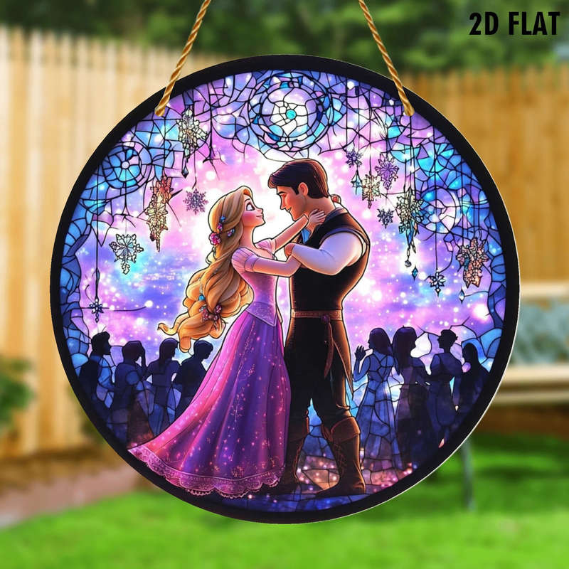 1pc 2D Flat   Disney Princess Rapunzel and Flynn Rider Dancing in Crowd Acrylic Sign Cartoon Char